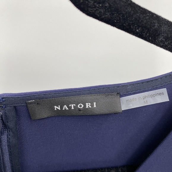 Natori Solid Fluid Crepe Cape Dress Size Medium Navy Blue Minimalist No Sash - Picture 8 of 10